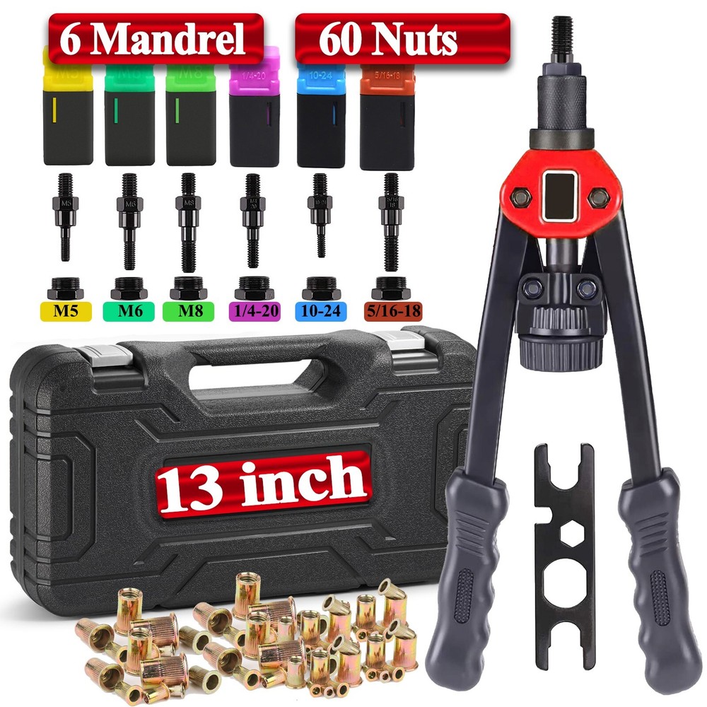 Rivet Nut Gun Kit Rivnut Setting Tools Nut Setter Tool Hand Blind Riveter 13"