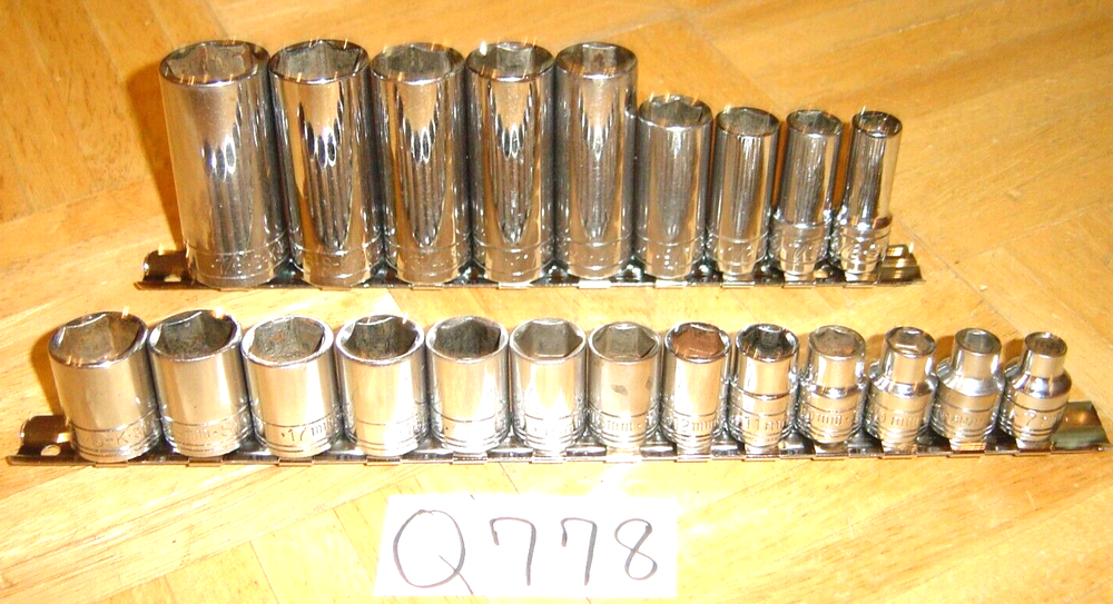 S-K TOOLS 22 PIECE 3/8 DRIVE DEEP SAE. & SHORT METRIC SOCKET SETS