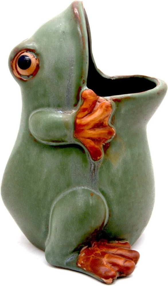 Whimsical Ceramic Frog Planter - 7" Multi-Functional Candy Dish & Pencil Holder