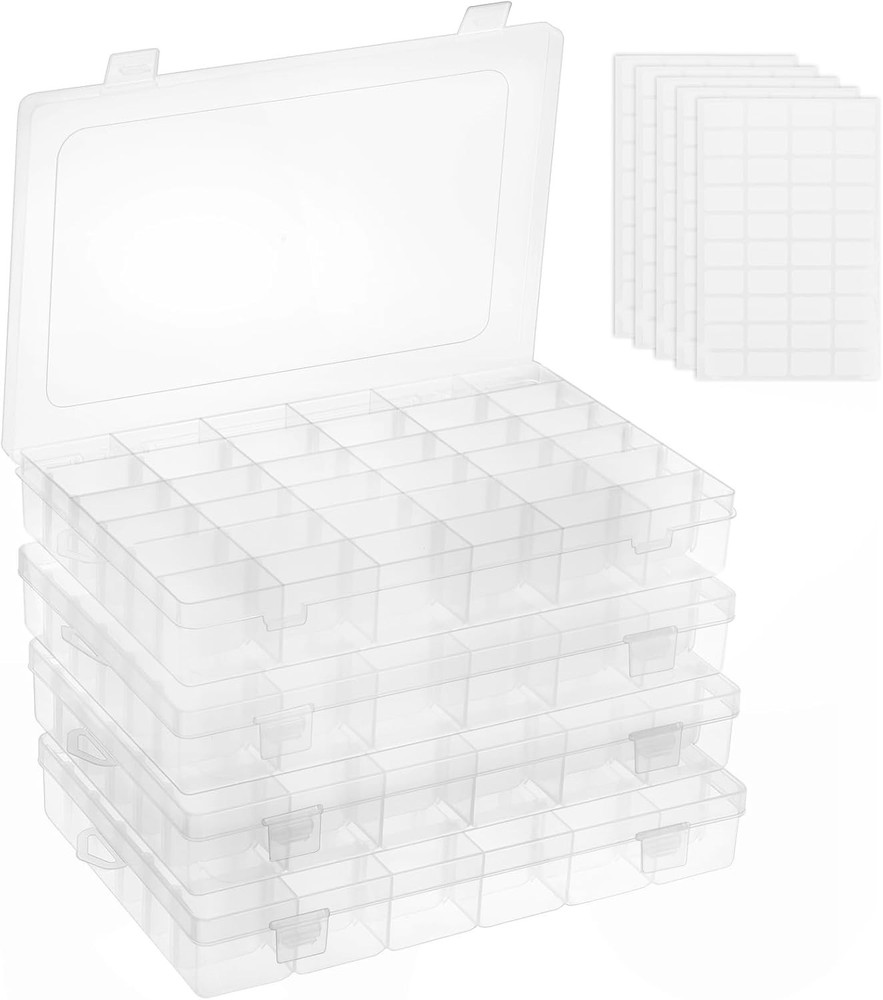 4 Pack Plastic Bead Organizer Box with Dividers