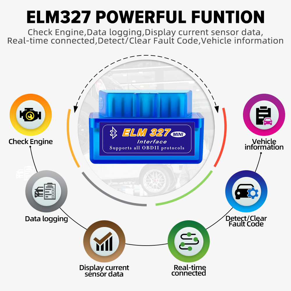 ELM327 OBD2 Code Reader Bluetooth Auto Diagnostic Tool OBDII Scanner for Android