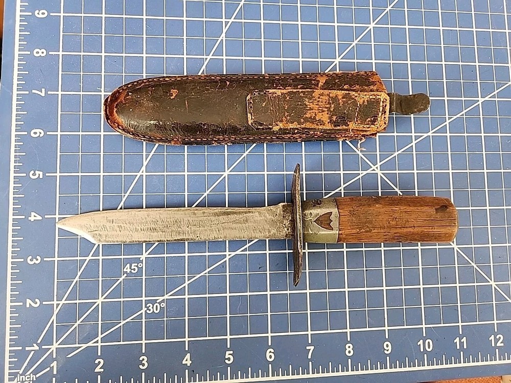 Antique D.E. Perry Handmade Custom Fighting Knife With Sheath! 1887!