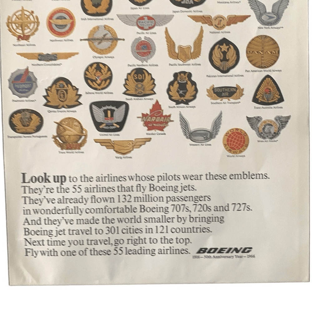 Vintage 1966 Boeing 50th Anniversary Ad Advertisement