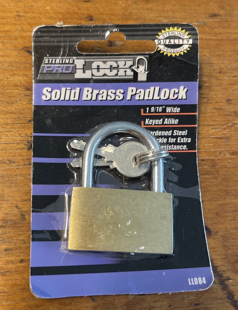 Sterling Solid Brass Padlock with 2 Keys New In Package