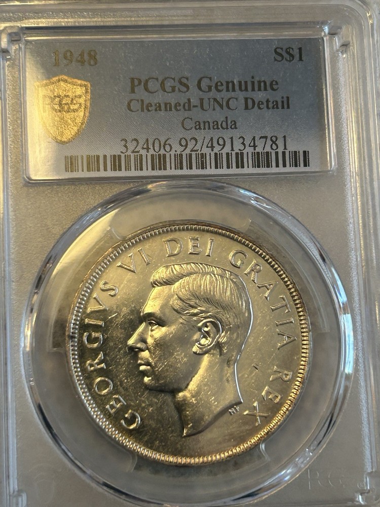 1948 canada silver dollar PCGS Unc Detail