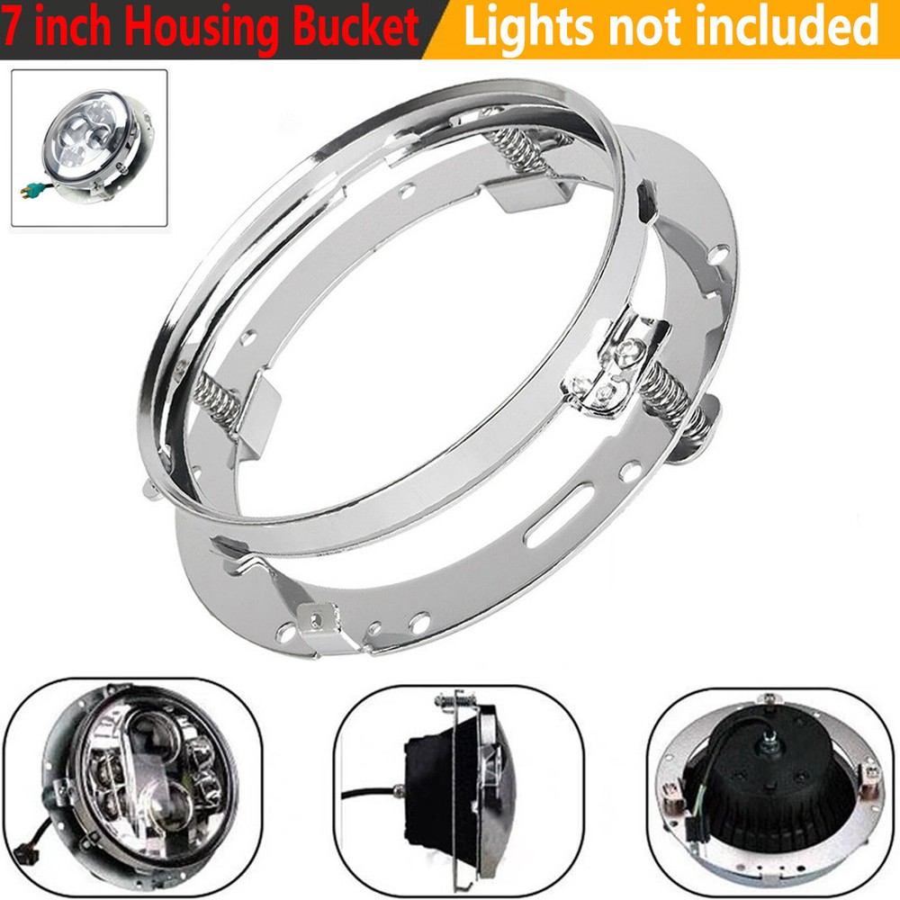 7inch Chrome Motorcycle Round LED Headlight Mounting Bracket Ring Holder Adapter