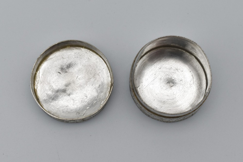 Antique Solid Silver Pill Box Snuff Box Chased Foliate Box Continental