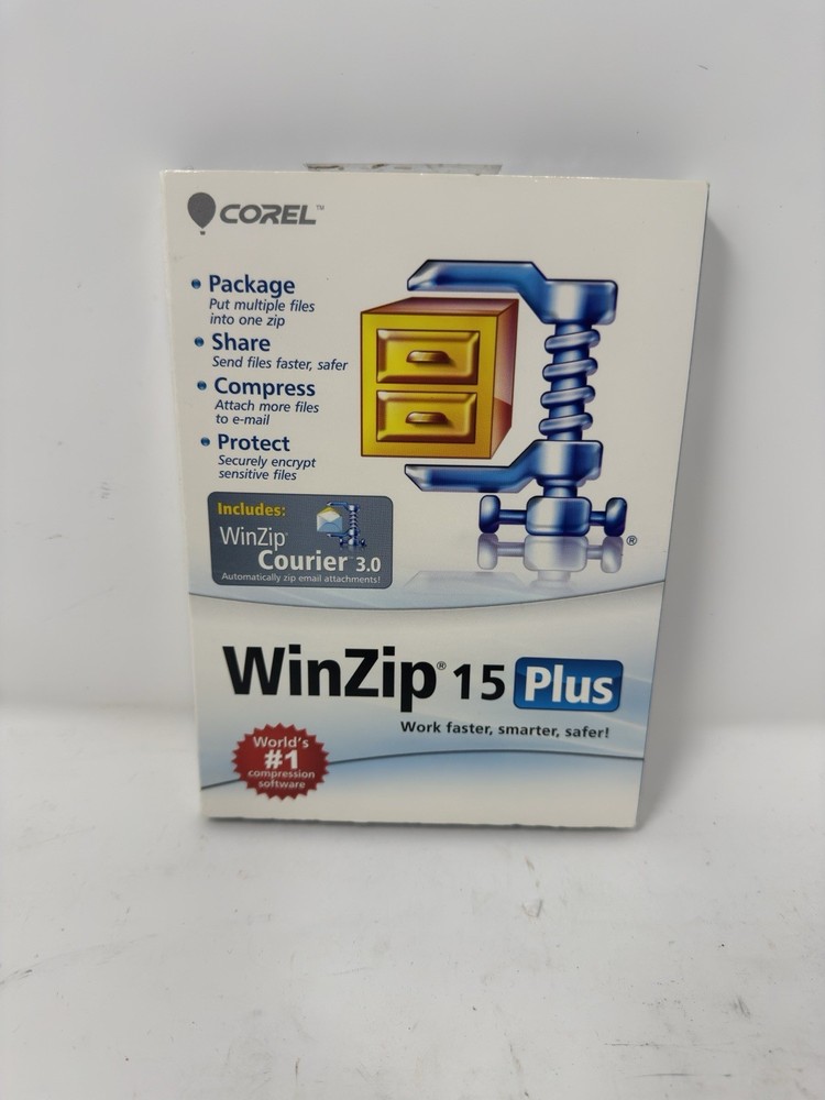 COREL WinZip 15 Plus Software CD Windows with WinZip Courier 3.0