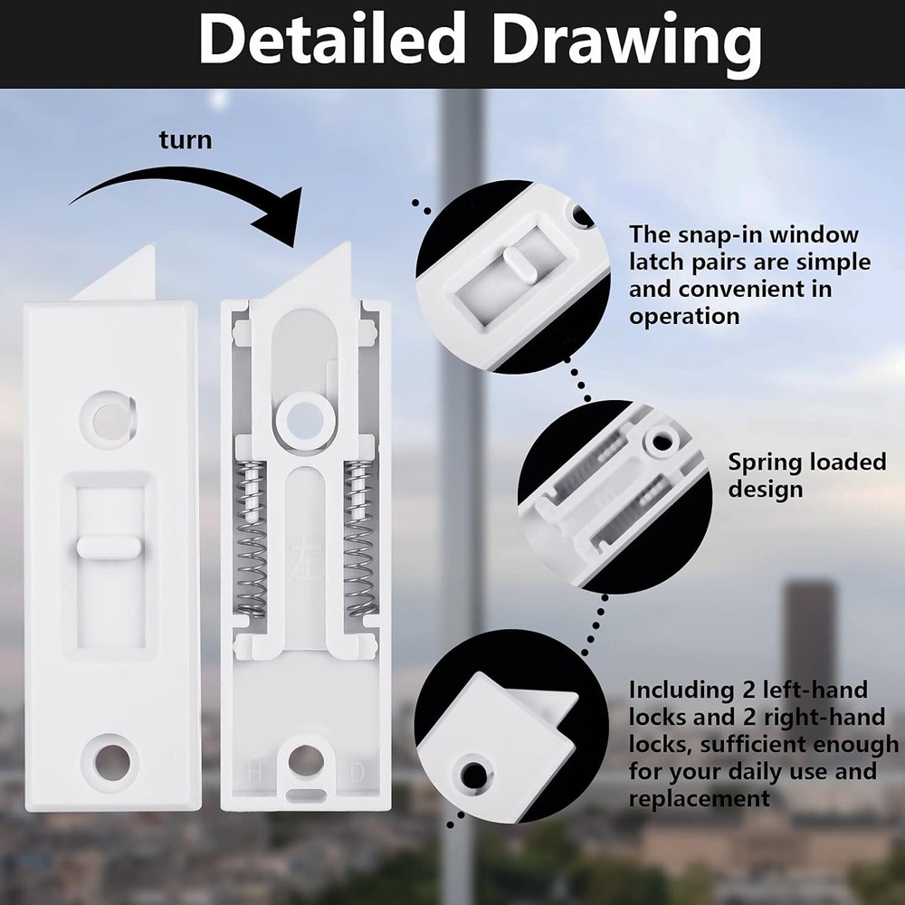 Easy-Install Plastic Window Latch Locks - 12 Pieces for Quick Replacement