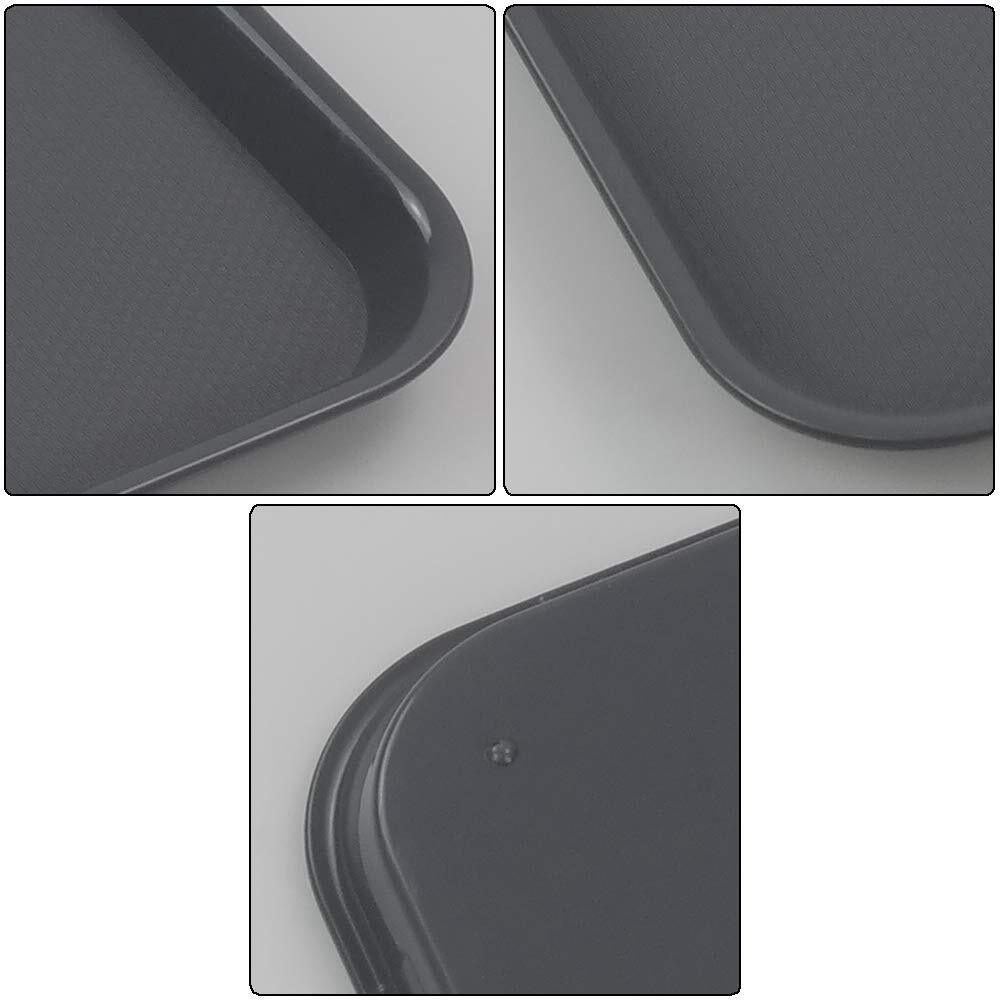 Plastic Fast Food Trays Cafeteria Trays Grey 4PCS Serving Durable Stackable