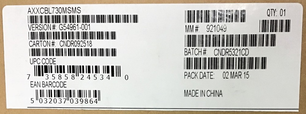 Intel AXXCBL730MSMS Cable kit NEW BULK PACKAGING