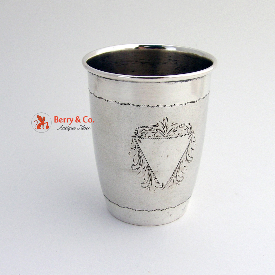 Austrian Silver Beaker Triangular Engravings 1920