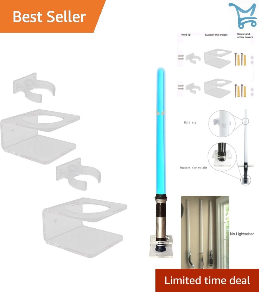 Light Saber Wall Mount Acrylic Racks 2 Pack for Bedroom Display and Storage