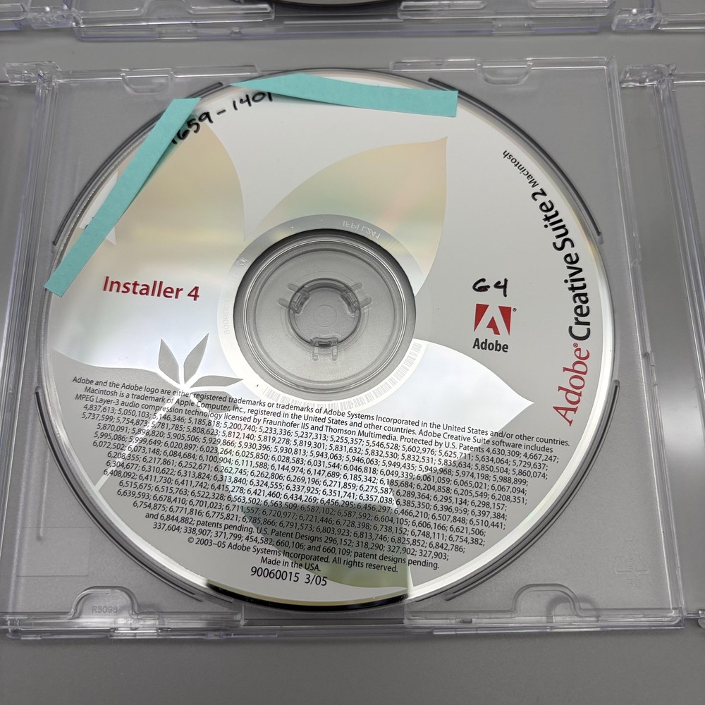 Vintage 2005 Adobe Creative Suite 2 Macintosh 6 CD-ROM Software Discs Mac