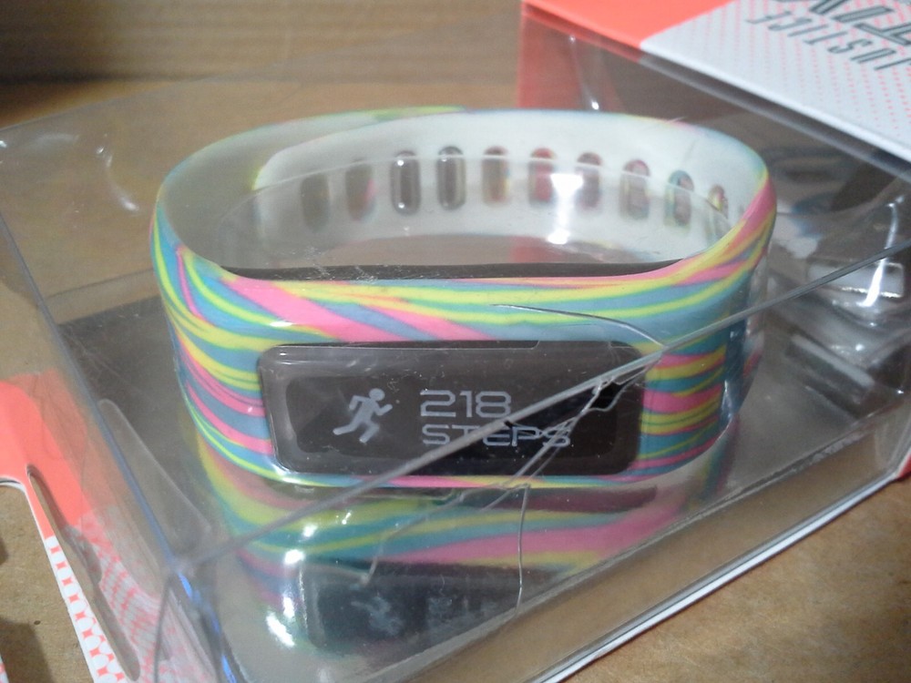 Justice Active Activity Tracker Multi-Color "Go For It" Band. Damage Box