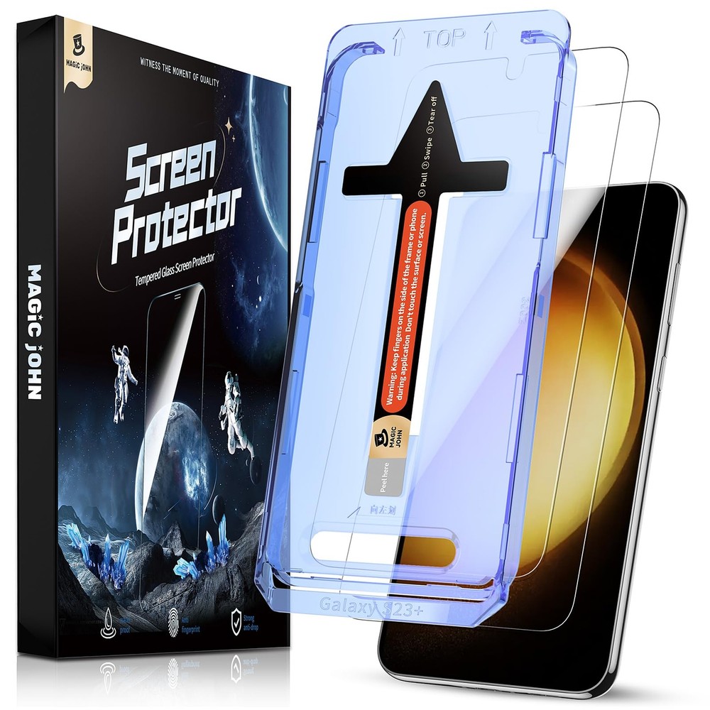 MAGIC JOHN For Samsung Galaxy S23 Plus Tempered Glass Screen Protector 2Pack