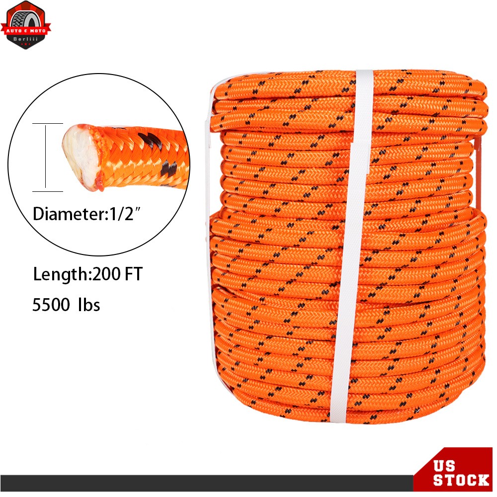 1/2" ×200' Double Braid Polyester Rope Nylon Pulling 6180lbs Breaking Strength
