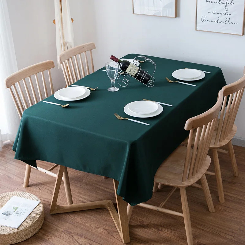 Dark Green Tablecloth Polyester Tablemat Coffee Table Cover Wedding Tablecloth