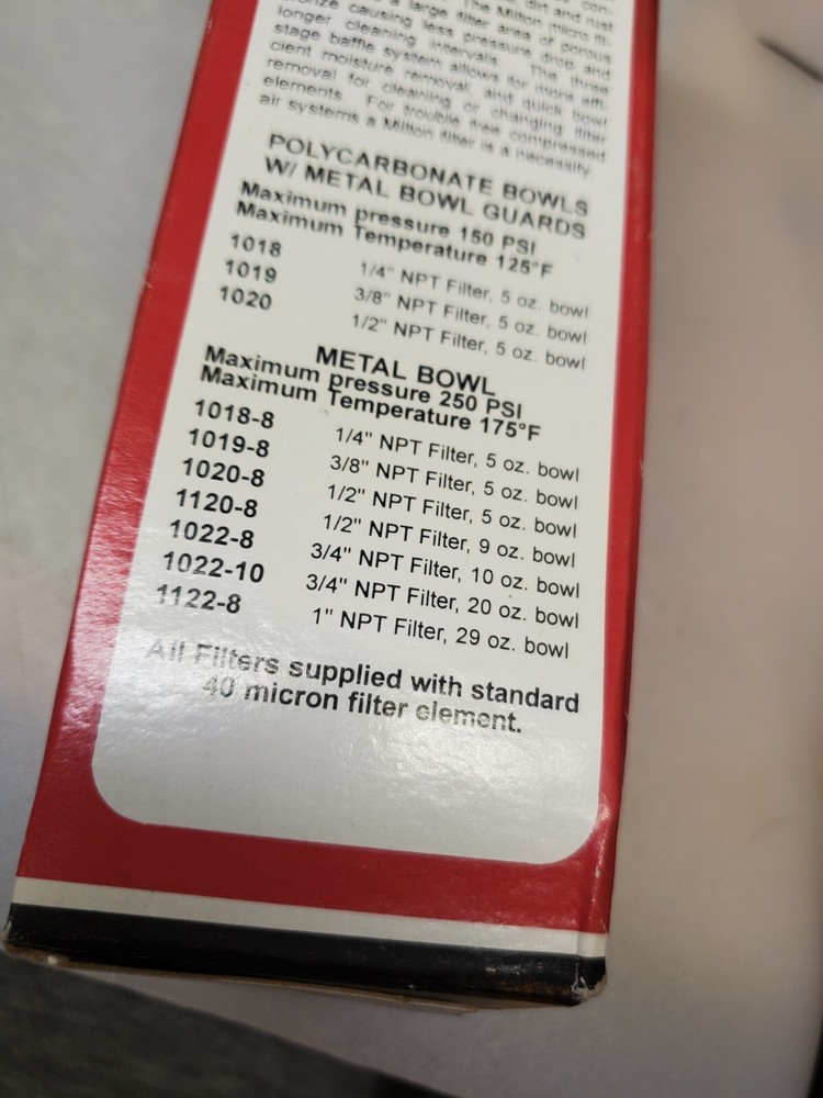 Milton Industries 1019 3/8" Heavy Duty Micro Filter