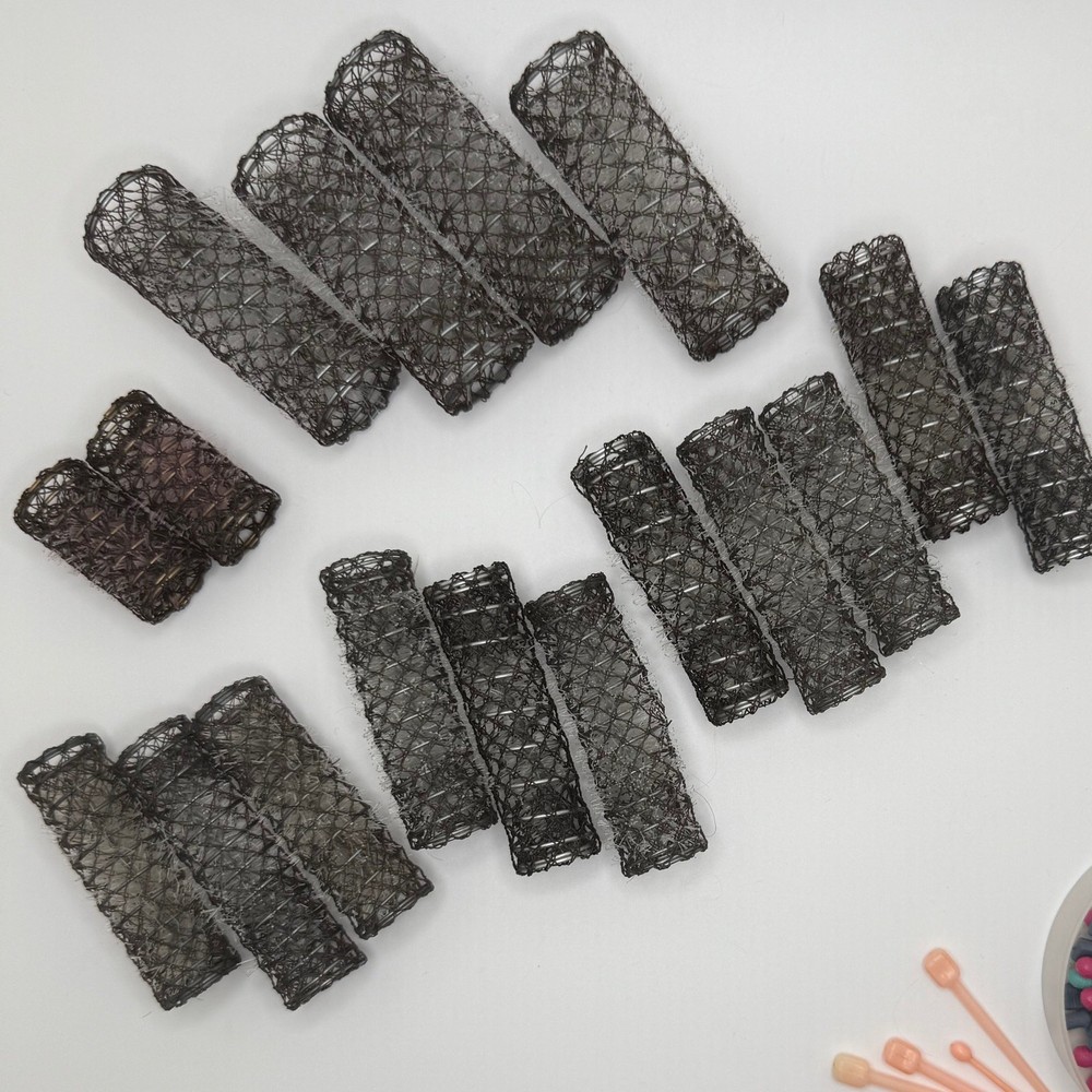 Vintage Mesh Rollers with Picks Clips Styling Booklet