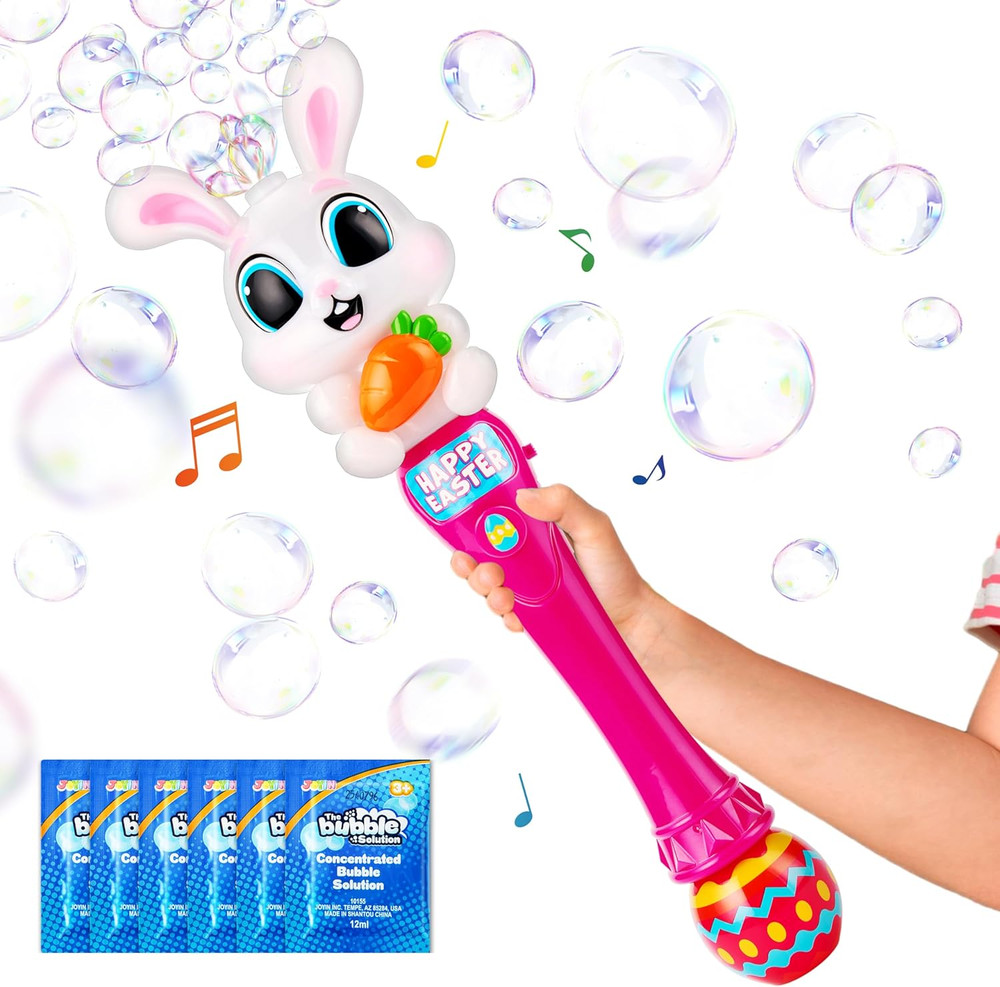 Sloosh Easter Bunny Bubble Wand for Kids Ages3+, Light Up Automatic Bubble Maker