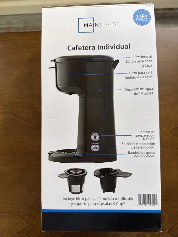 Mainstays Single Serve Coffee Maker, 1 cup Capsule or Ground Coffee