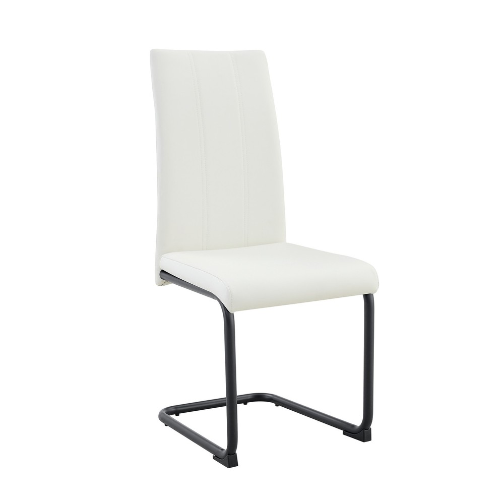 2-Pack White PU Upholstered Dining Chairs - Modern Kitchen Side Chairs with St