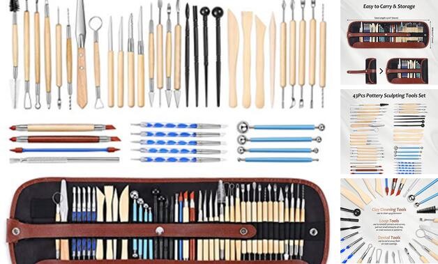 Pottery Clay Sculpting Tools 43Pcs Double Sided Ceramic Clay Carving Tool Set