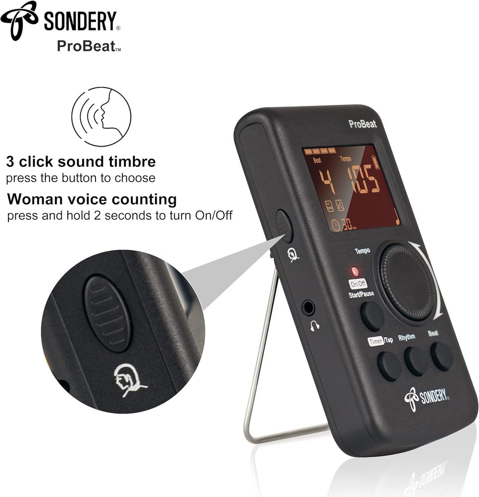 Digital Metronome Rechargeable English Vocal Counting with Timer Function for...