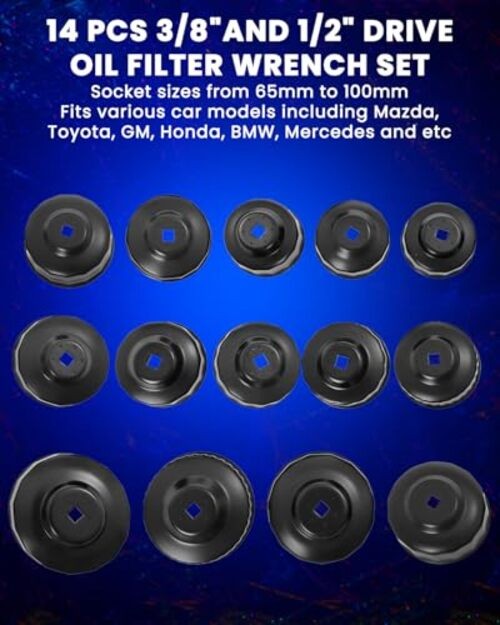 Oil Filter Socket Set, 15pc Oil Filter Wrench set for Easy Access
