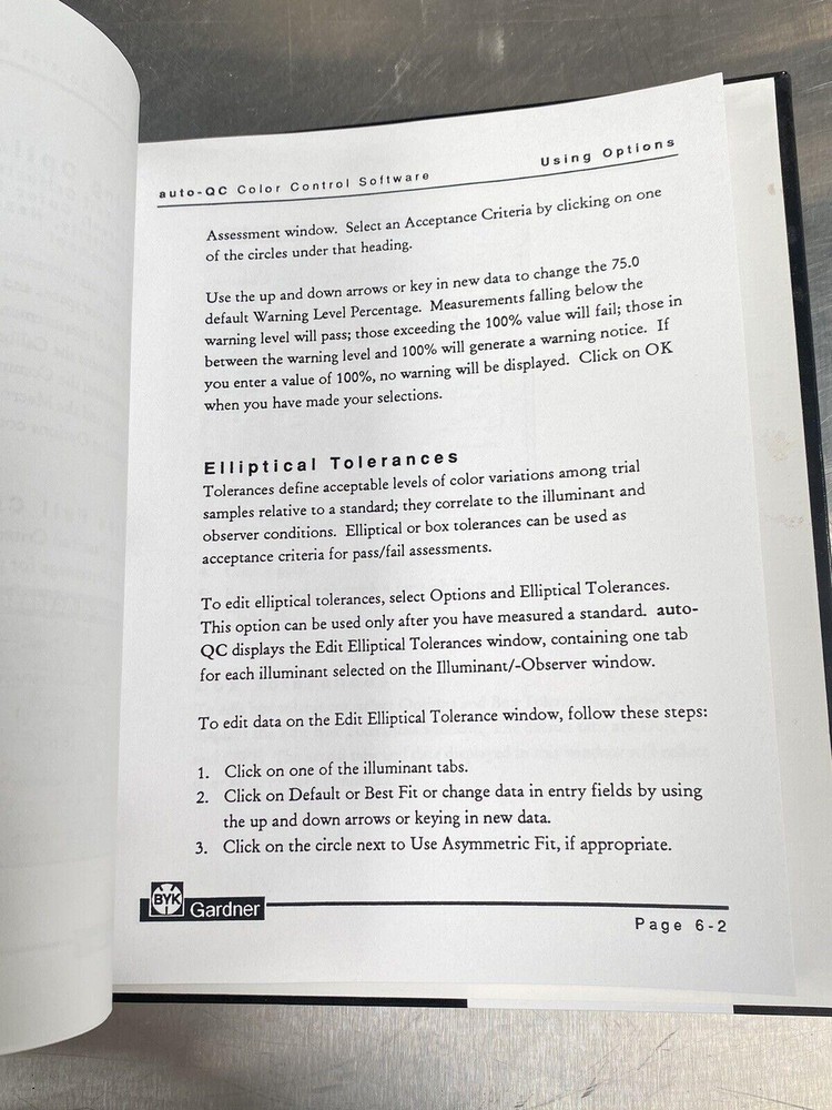 Gardner Auto-Qc Color Control Software For Window 95 NT - Users Guide / Manual