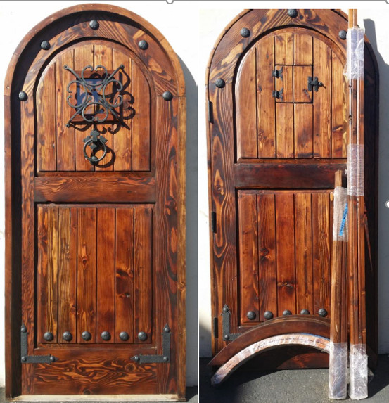 Rustic reclaimed solid old growth lumber Doug Fir wine room solid speakeasy cage