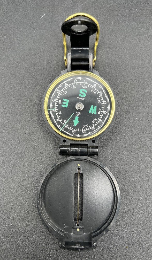 Vintage Engineer Directional Compass Black Plastic Compass Navigation Japan Glow