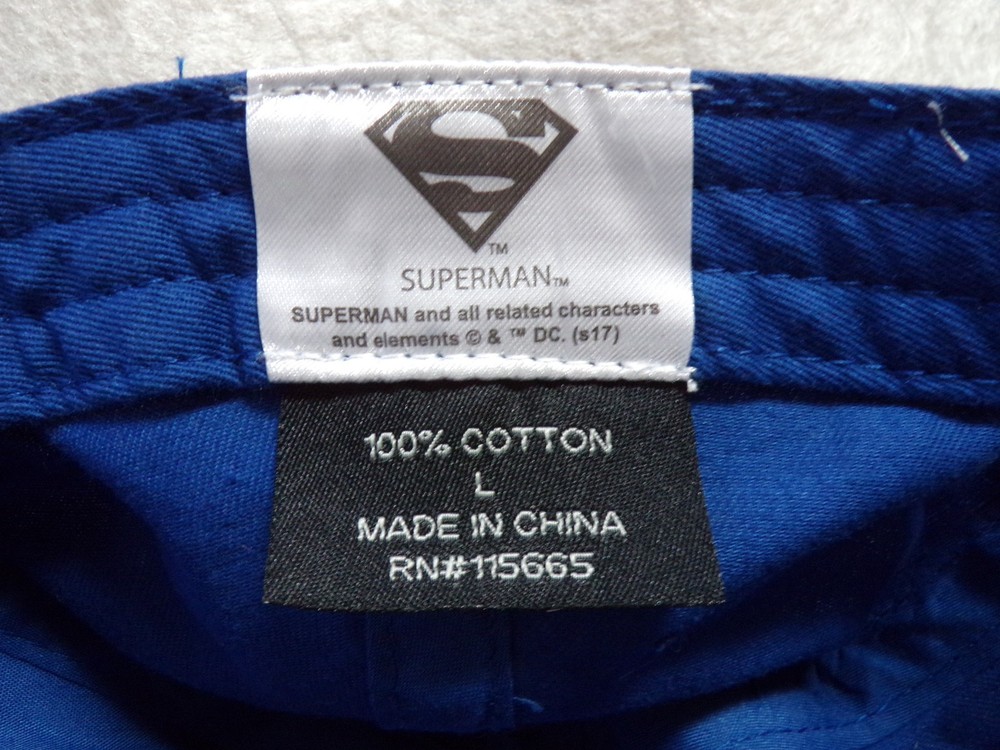 SUPERMAN DC COMICS BLUE BASEBALL CAP LARGE 100% COTTON STANDARD HAT STRETCHABLE