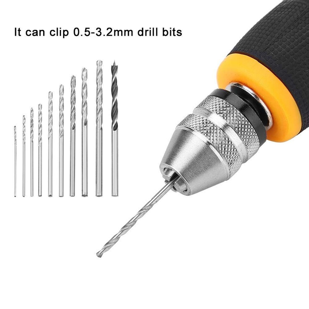 Mini Hand Drill - 10pcs Small Drill Bits Set, 0.8-3.0mm