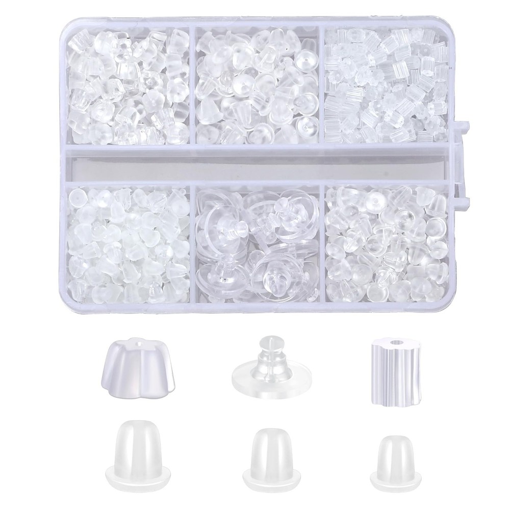 Earring Backs Replacement for Studs 6 Styles Silicone Clear Hypoallergenic Ru...