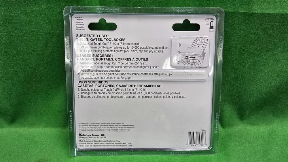 PADLOCK Master lock M175TILJ 3pk NEW (E3)