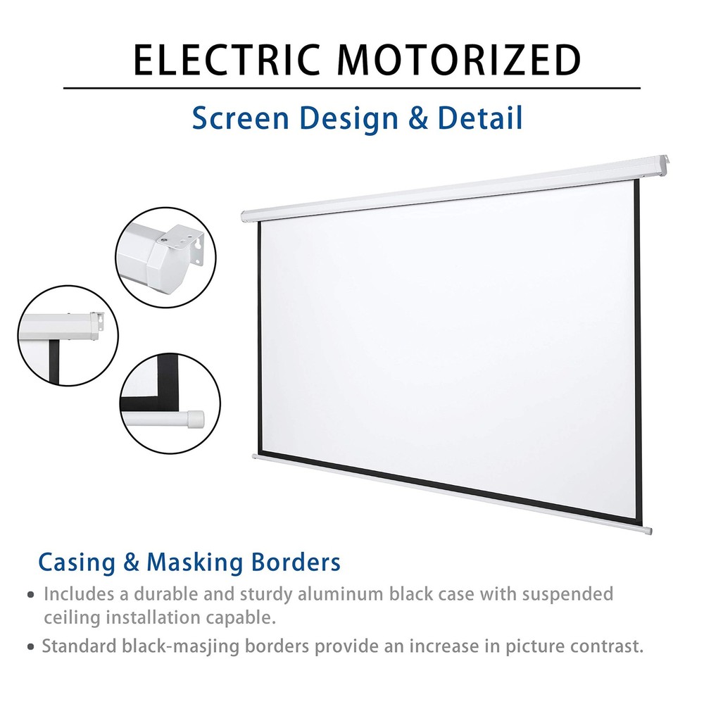 120" Motorized Projector Screen Electric Diagonal Automatic Projection 16:9 H...