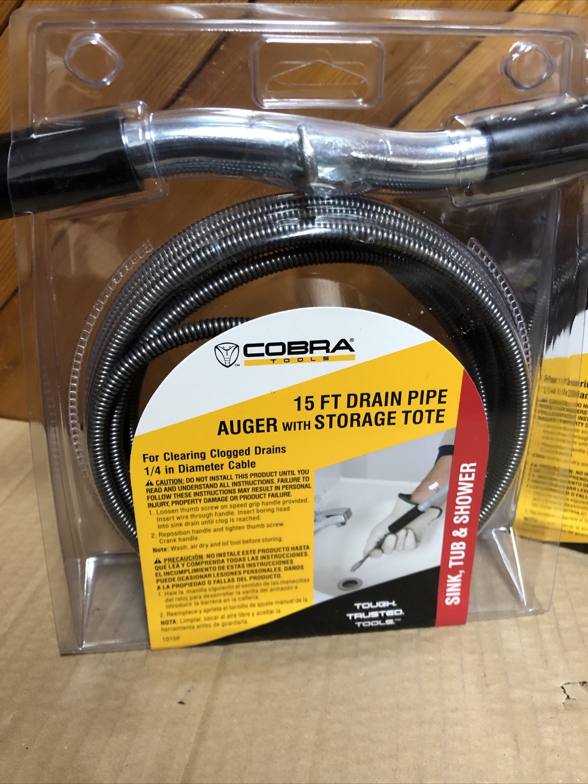 Lot Of 2 Cobra 1/4" x 15' Long Wire Drain Auger Brand New