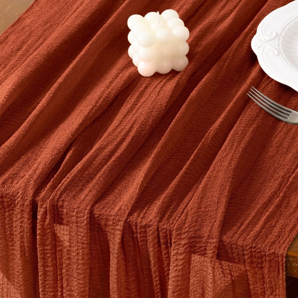 3pcs Terracotta Cheesecloth Table Runner Easter Spring Gauze 120 Inch Rustic ...