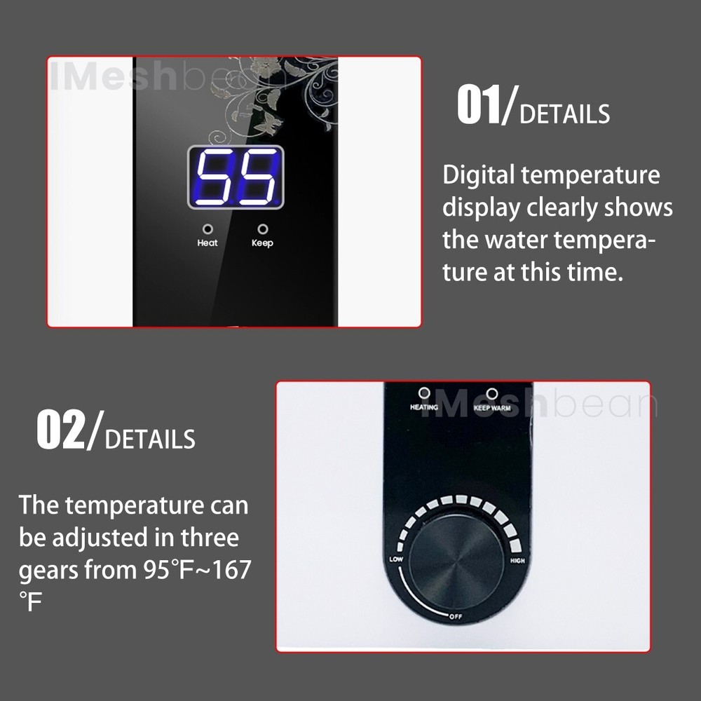 4 Gal Electric Tank Water Heater Digital Display Kitchen Wholehouse 95°F-167°F