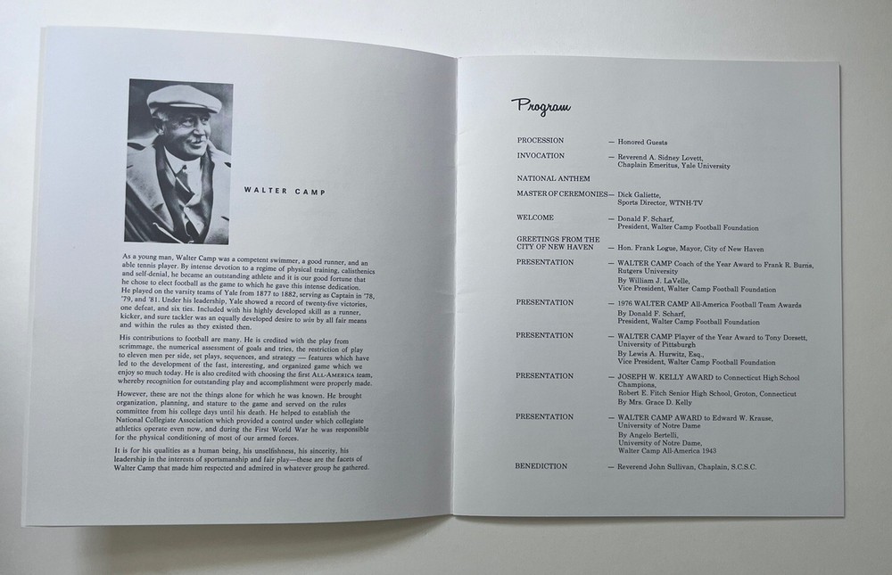1977 Walter Camp Awards Banquet Program Tony Dorsett