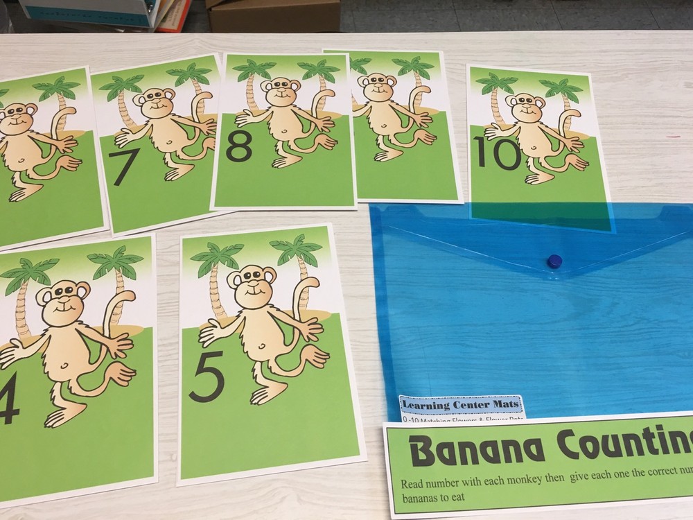 Banana Counting Learning Center- Math Mats MATS - Laminated Mats