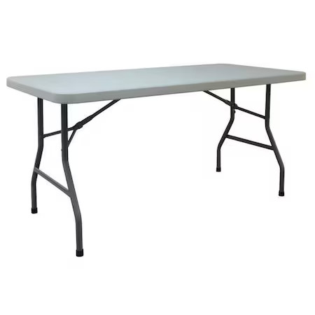 Rectangle Folding Table, 30" W, 60" L, 29" H, Blow Molded Polyethylene Top,