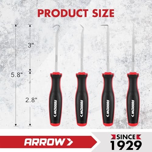 ARROW 4-Piece Precision Hook and Pick Set with Pouch, Mini Pick Tool Set for