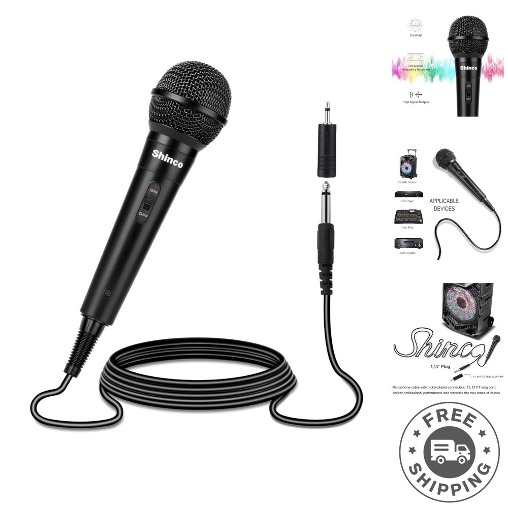 Versatile Cardioid Vocal Microphone with Mute Switch & 13ft Connection Cable