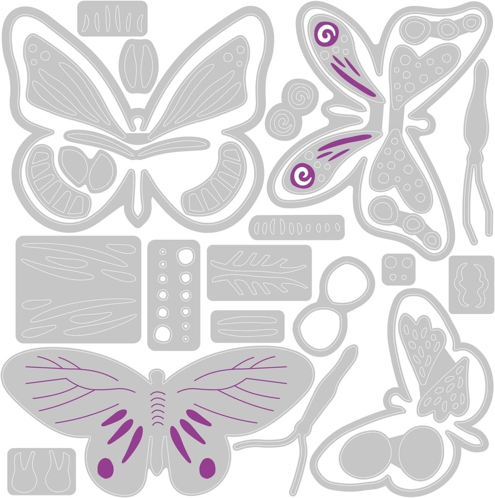 Sizzix Thinlits Patterned Butterflies Cutting Dies by Jennar 665896 NEW
