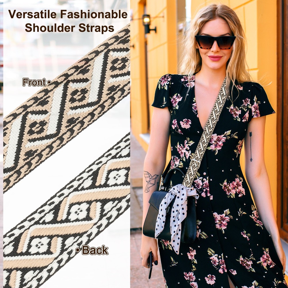 4.75Yards Cotton Webbing Strap 38mm Jacquard Webbing Strap, Black-White