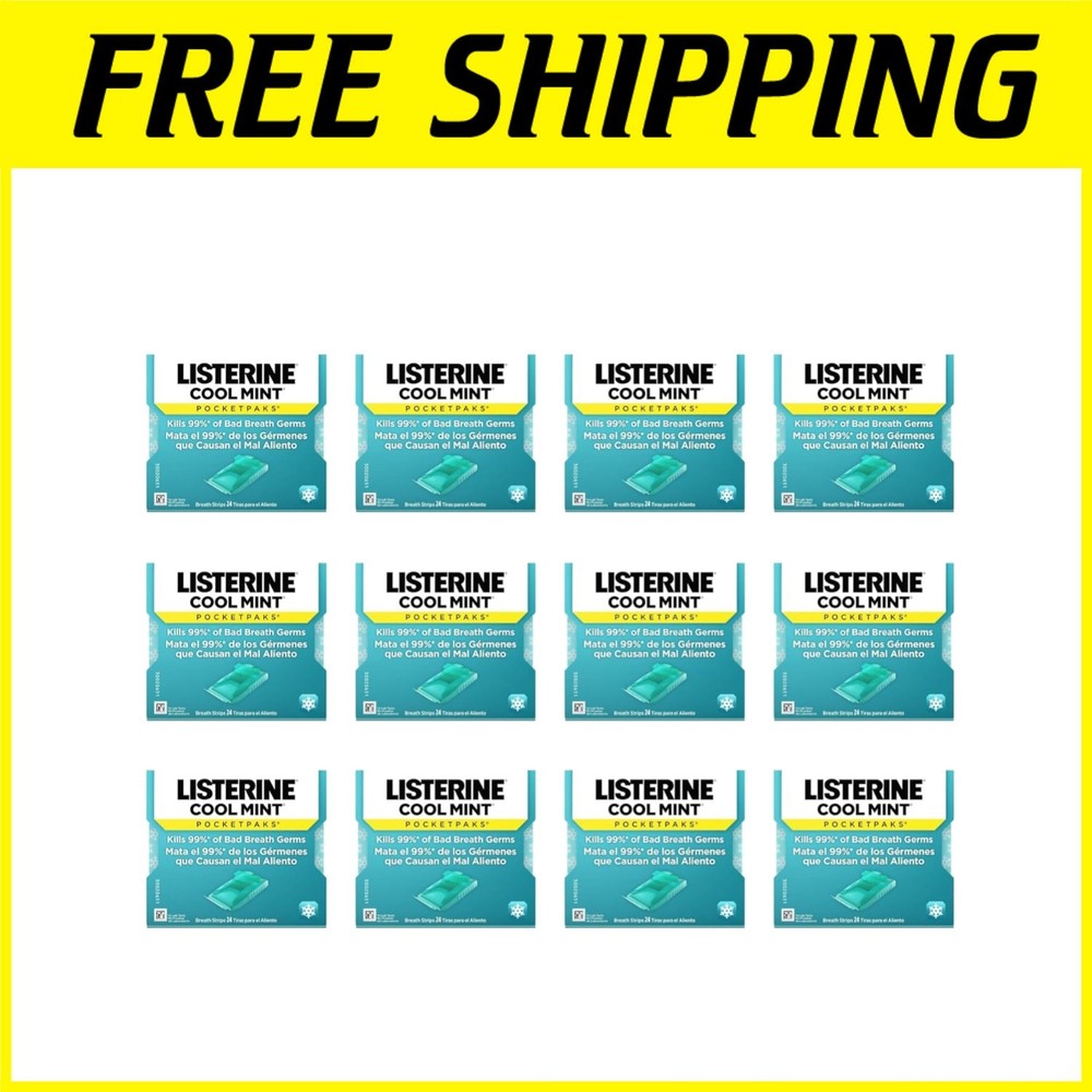 Pocket-Sized Mint Strips for Bad Breath, 12 Pack