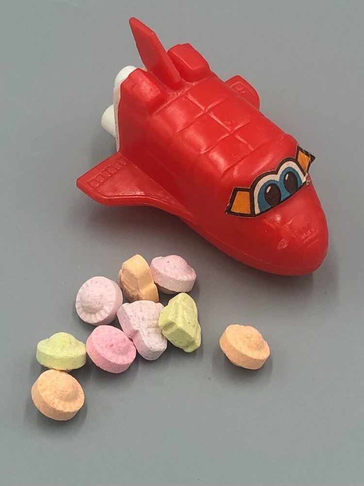 1990s Red ROCKET SPACE SHIP Toy CANDY CONTAINER Vintage